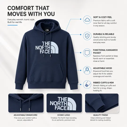 The North Face Essentials Fleece Big Logo Hoodie Navy