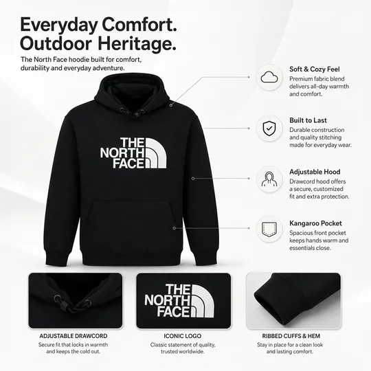 The North Face Essentials Fleece Big Logo Hoodie Black