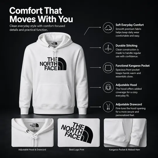 The North Face Essentials Fleece Big Logo Hoodie White