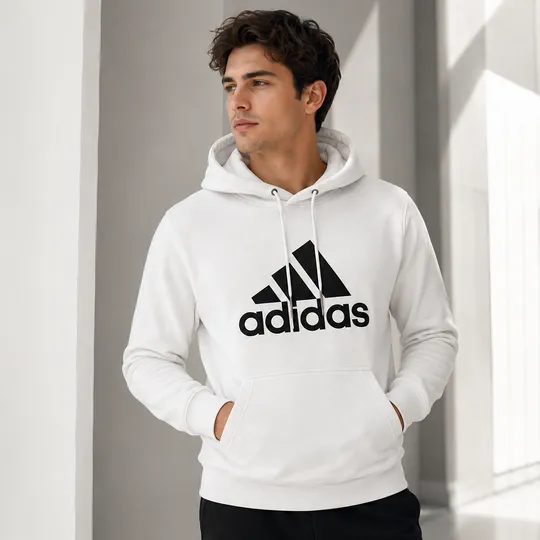 Adidas Essentials Fleece Big Logo Hoodie White 