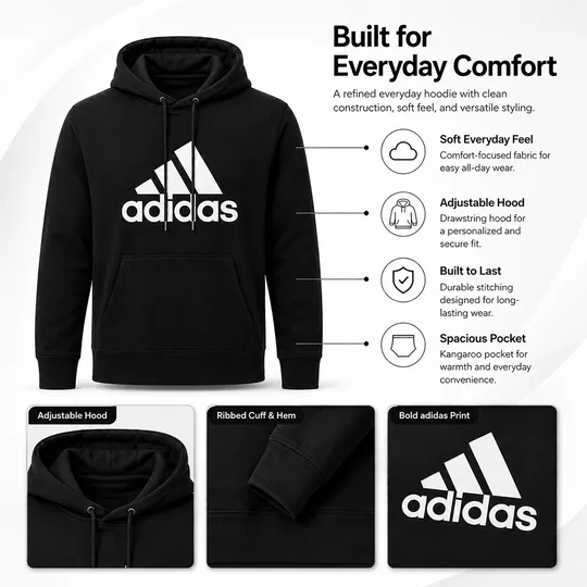 Adidas Essentials Fleece Big Logo Hoodie Black