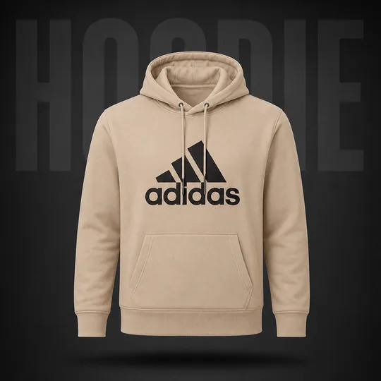Adidas Essentials Fleece Big Logo Hoodie Beige