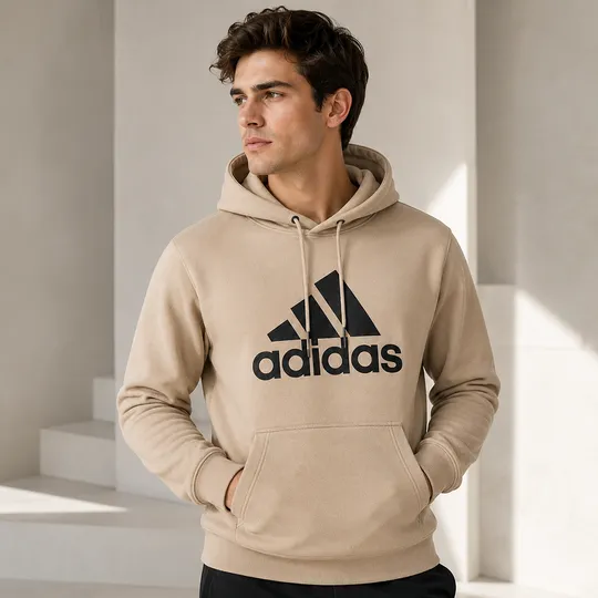 Adidas Essentials Fleece Big Logo Hoodie Beige