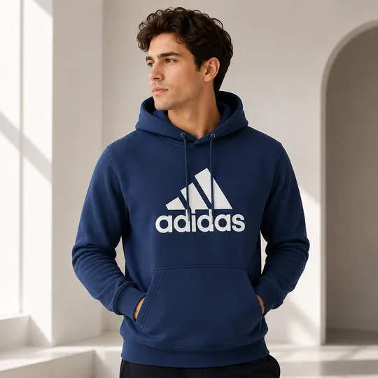 Adidas Essentials Fleece Big Logo Hoodie Navy