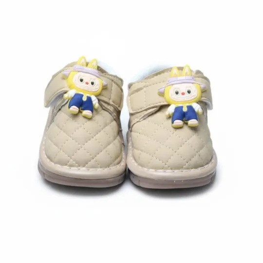 Cute Beige Quilted Imported Baby Shoes