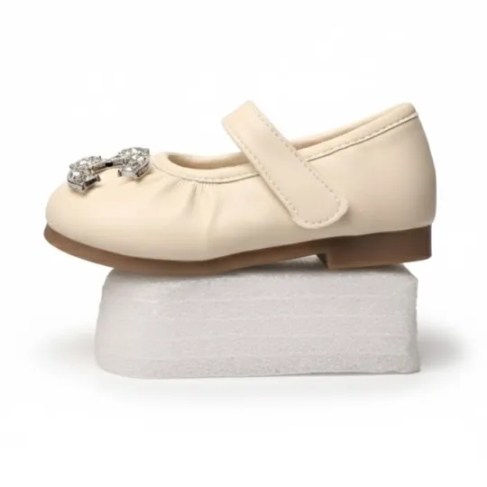 LuxeGlow Cream & Silver Baby Shoes