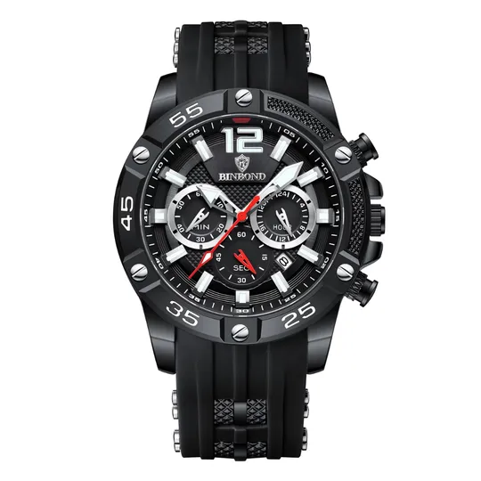 BINBOND Men's Chronograph Quartz Watch – Black