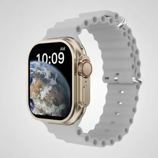 S10 Smart Watch – Silver Dial with 3 Interchangeable Straps (Black, Grey & Orange)