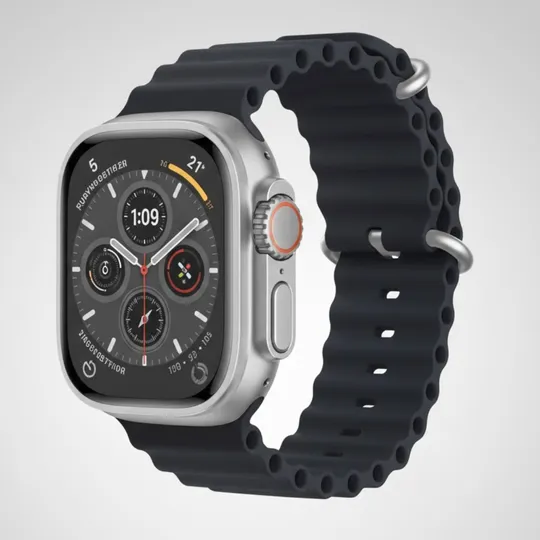 S10 Smart Watch – Silver Dial with 3 Interchangeable Straps (Black, Grey & Orange)