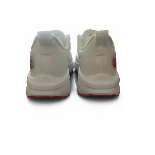 Beige Men’s Running Shoes – Papyrus White with Red & Silver Accents