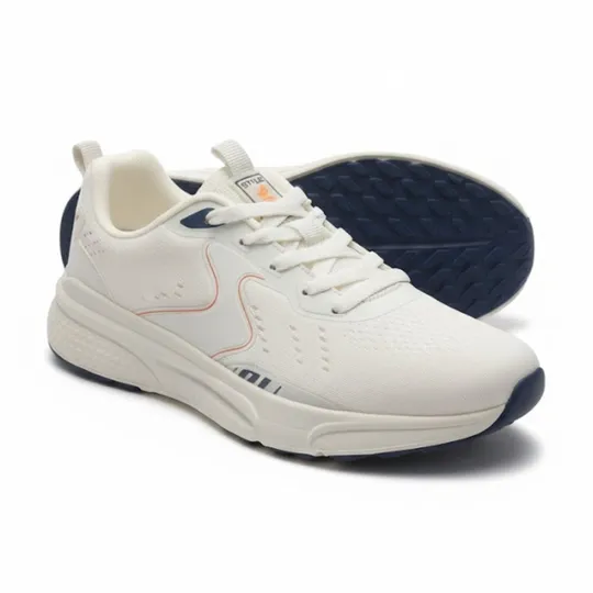 CUFERS-JNBU Off-White Athletic Shoes – Blue & Red Accents