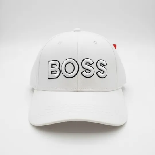 BOSS White Cotton Twill Logo Cap