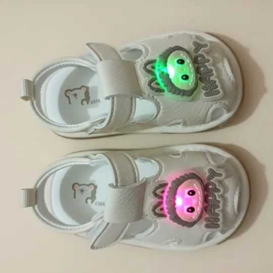“HAPPY” Baby Sandals -Off White With Light