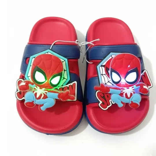 Marvel Spider-Man Glow Applique Kids Slide Slippers with Light (Red & Blue)