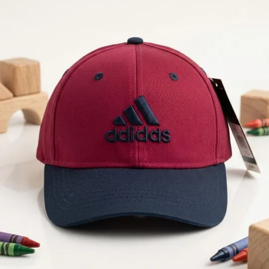 Adidas Kids Baseball Cap – Red & Navy Blue Badge Logo  (4-12 years)