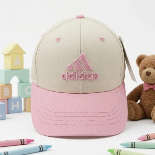 Adidas Embroidered Baseball Cap – Beige & Pink Adjustable  (4-12 years)