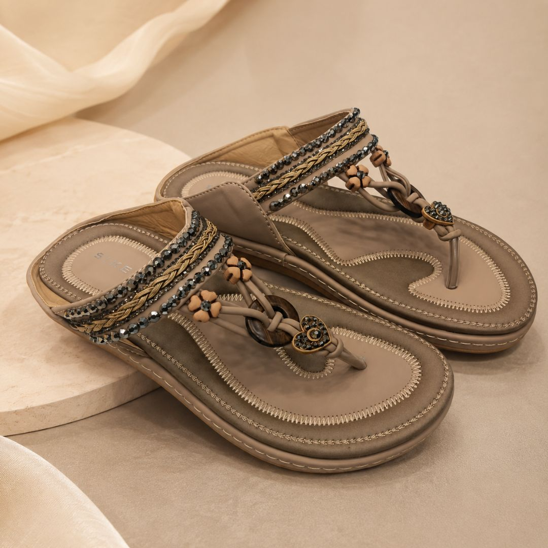SIKETU Luxury Bohemian Beaded Flat Sandals for Women
