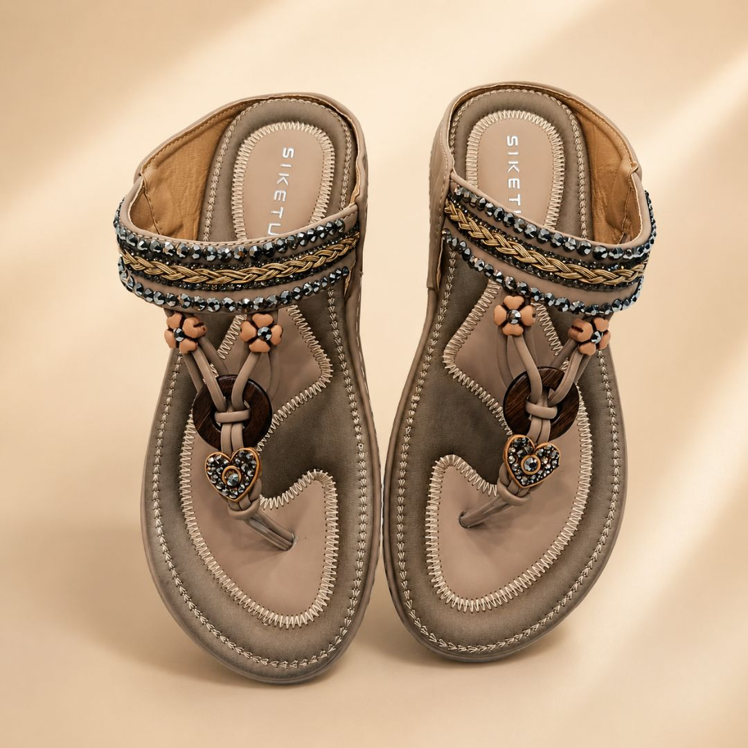 SIKETU Luxury Bohemian Beaded Flat Sandals for Women