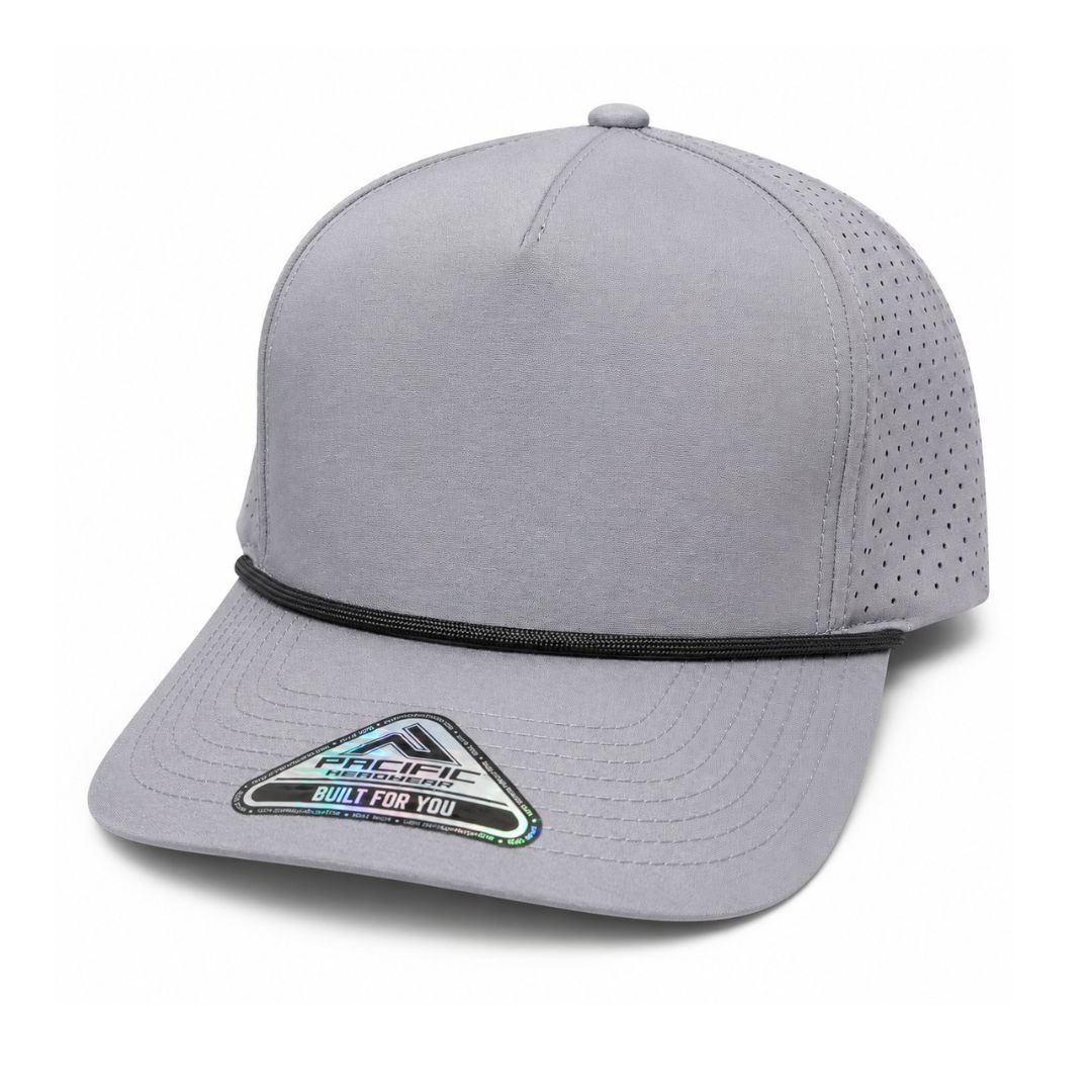 Pacific Headwear Weekender Graphite/Black Perforated Snapback Cap –Outdoor Sports Cap
