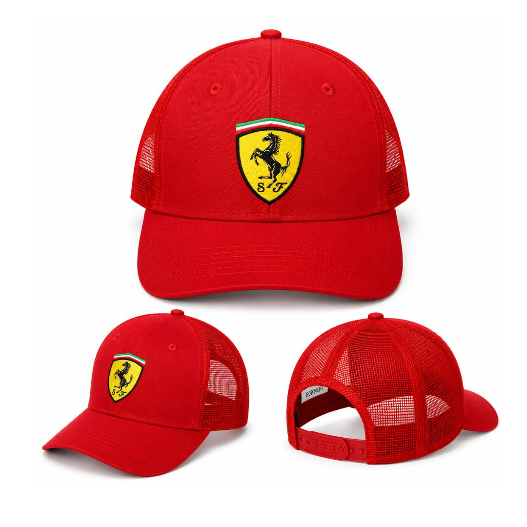 Ferrari Puma Red F1 Trucker Cap –Mesh Back Racing Hat