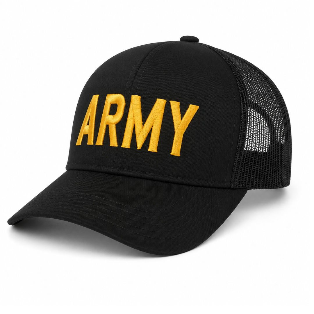 Black ARMY Mesh Trucker Cap