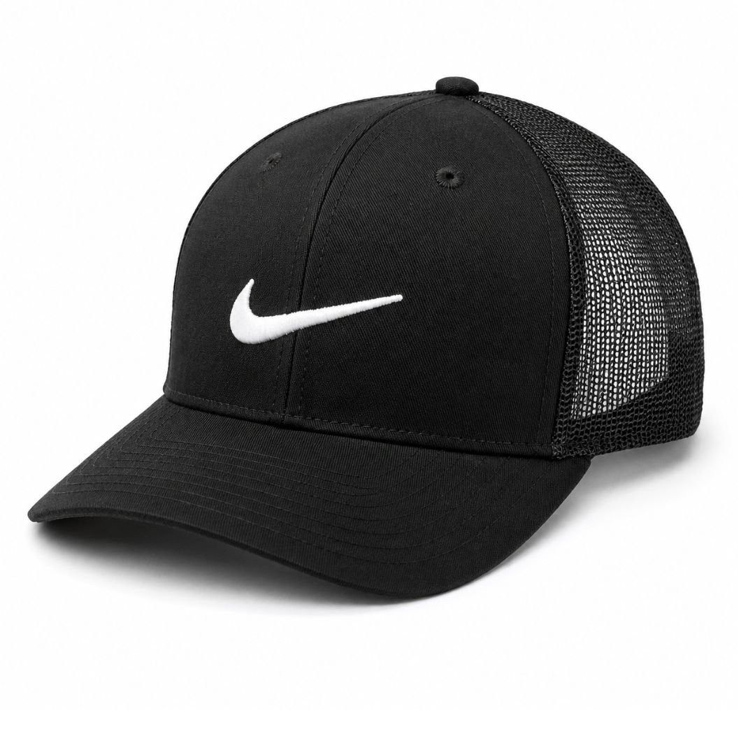 Black Swoosh Mesh Cap