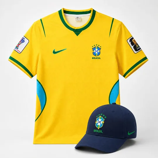 Brazil Jersey & Cap Combo Set
