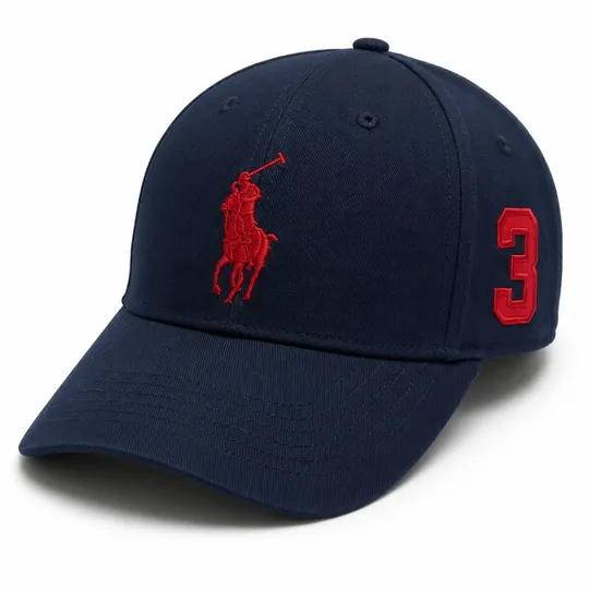 Polo Ralph Lauren Navy Blue Cap – Red Embroidered Logo