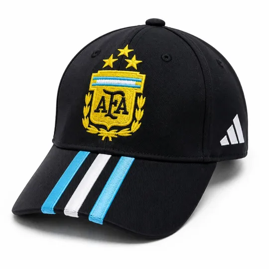 Argentina 3-Star Embroidered Cap – Black Edition