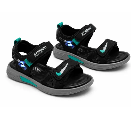 Kids Sport Velcro Sandal – Black & Teal