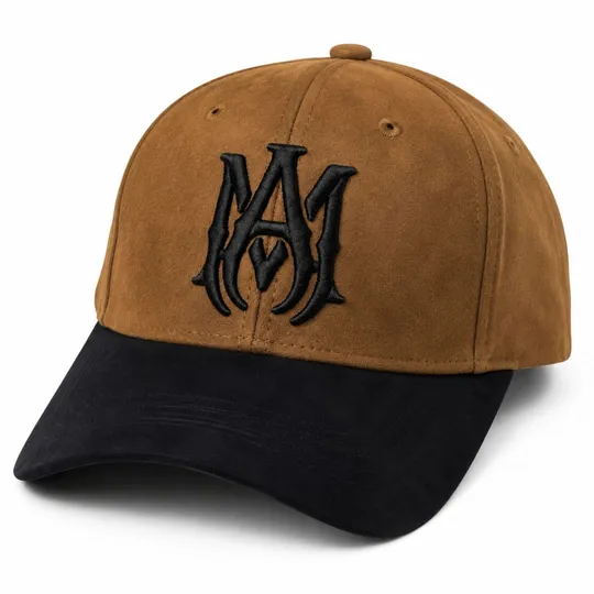 MA Suede Brown & Black Baseball Cap