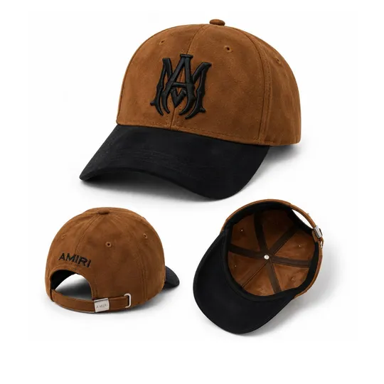 MA Suede Brown & Black Baseball Cap