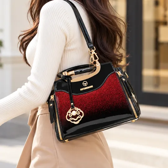 Elegant Large Capacity Shoulder Bag | Stylish Handbag with Radiant Accessories