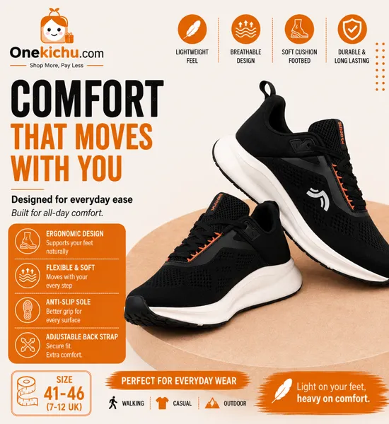  Crivit Men's Lightweight Mesh Runner – White/Black, Sizes 41–46