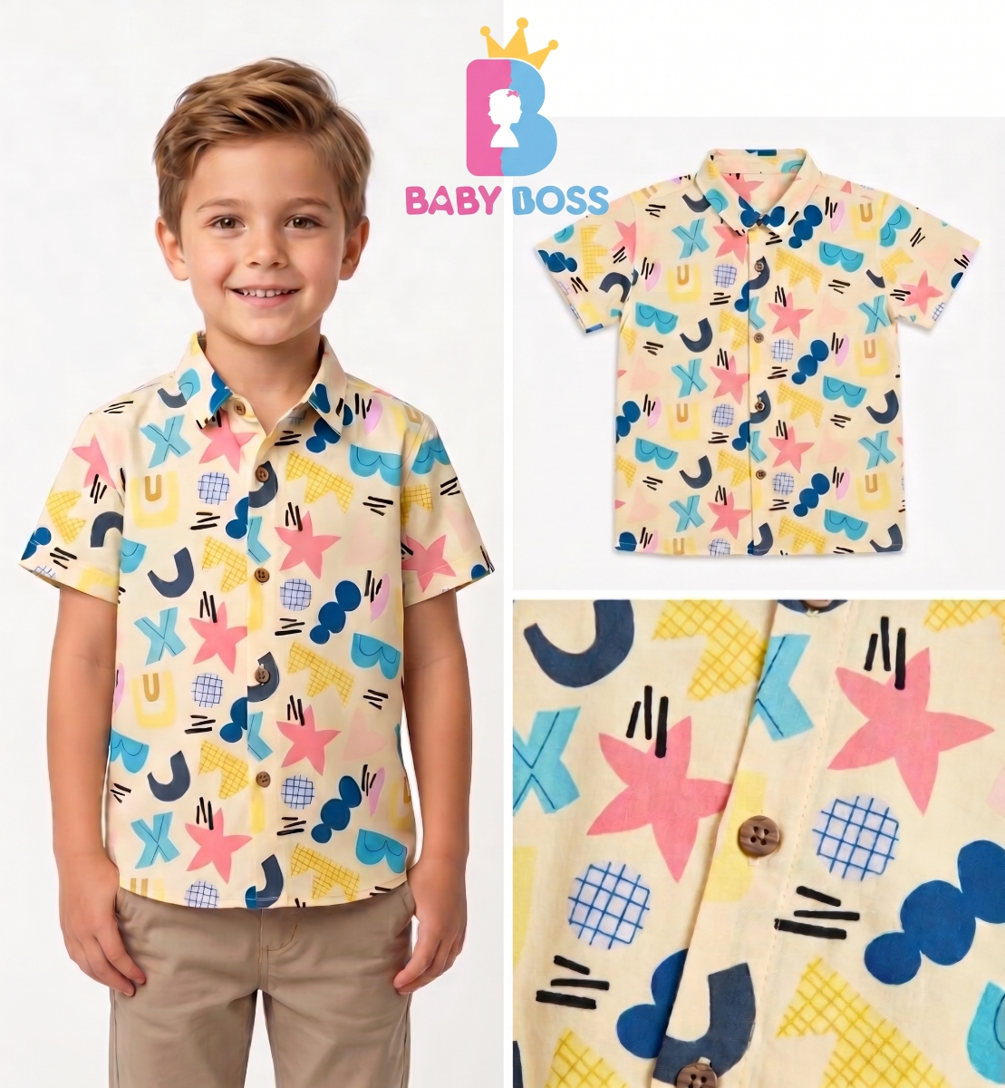 Boys' Abstract Pattern Short-Sleeve Casual Shirt
