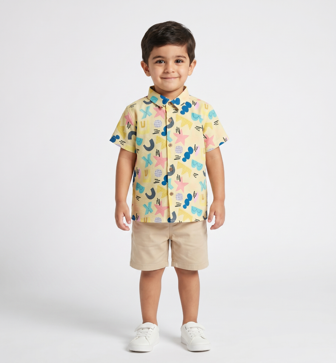 Boys' Abstract Pattern Short-Sleeve Casual Shirt
