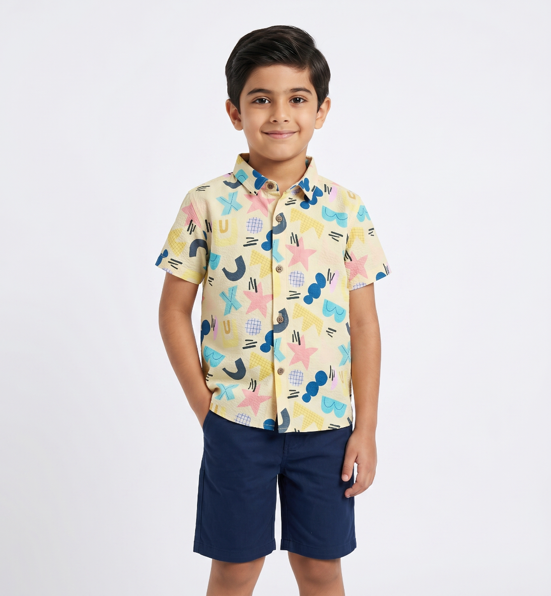 Boys' Abstract Pattern Short-Sleeve Casual Shirt