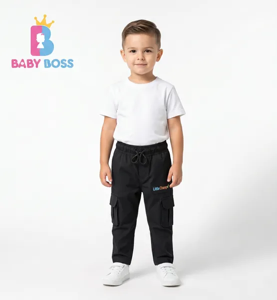 Baby Boss Premium Z-Black Casual Cargo Pants for Boys