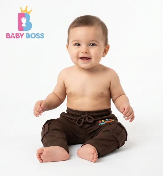 Baby Boss Premium Dark Brown Casual Cargo Pants for Boys