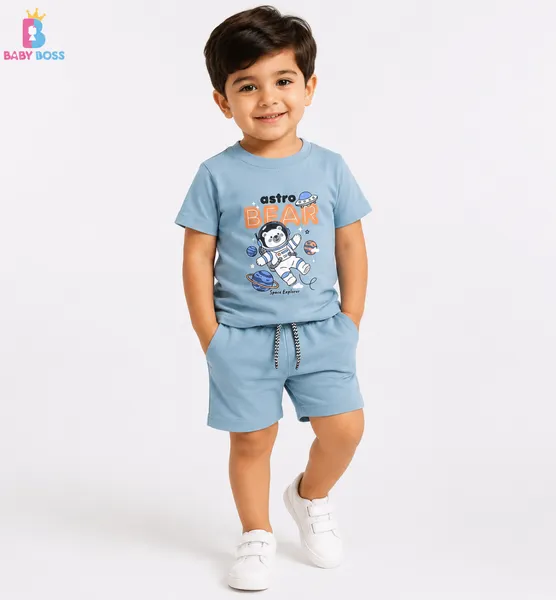 Baby Boss Astro Bear Boys T-Shirt & Shorts Set – Sky Blue