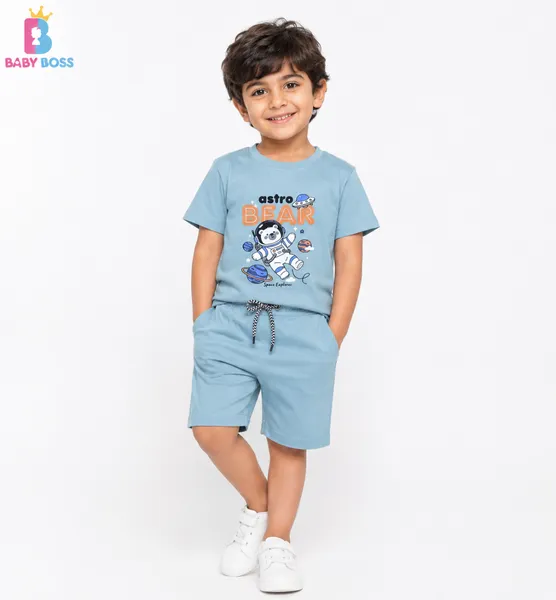 Baby Boss Astro Bear Boys T-Shirt & Shorts Set – Sky Blue