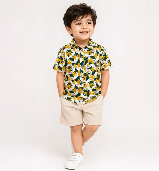 Mustard Floral Boys Shirt – 2-8 Years