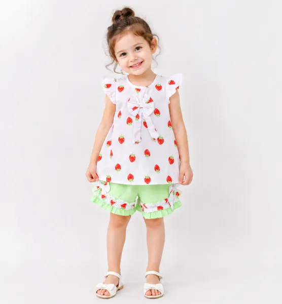 Girls Strawberry Print Top & Shorts Set – 1-4 Years