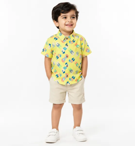 Baby Boss Boys Travel Print Half Sleeve Shirt