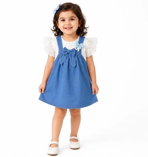 Blue Denim Pinafore Girls Dress – 2-8 Years