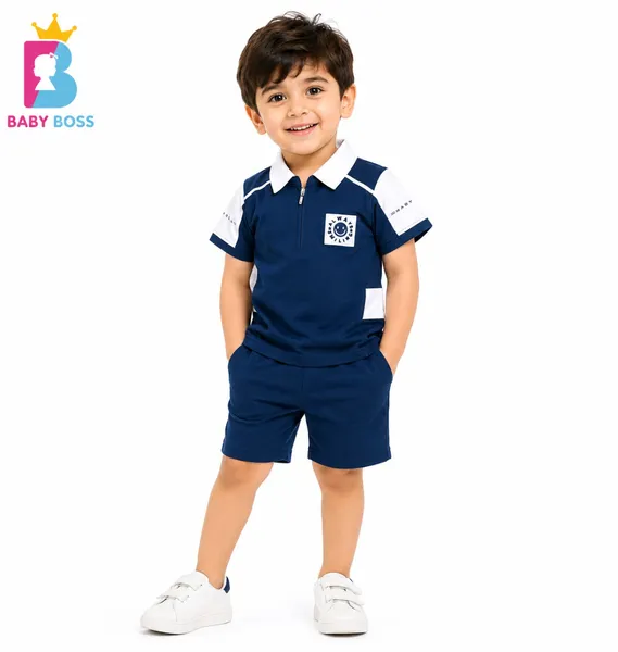 Baby Boss Boys Navy Blue Polo T-Shirt
