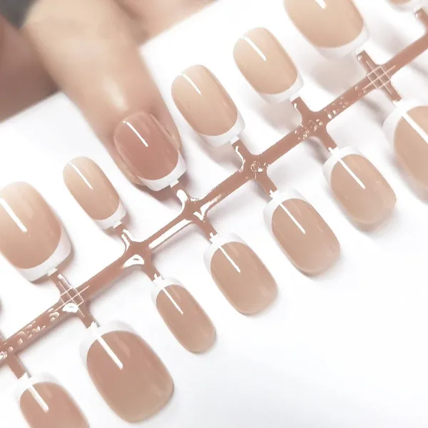 30 Pcs White French Tips Soft Gel Nail