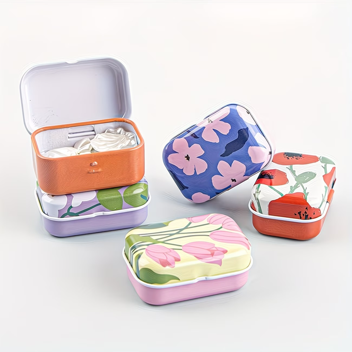 Mini Flower Tin Jewelry Storage Box