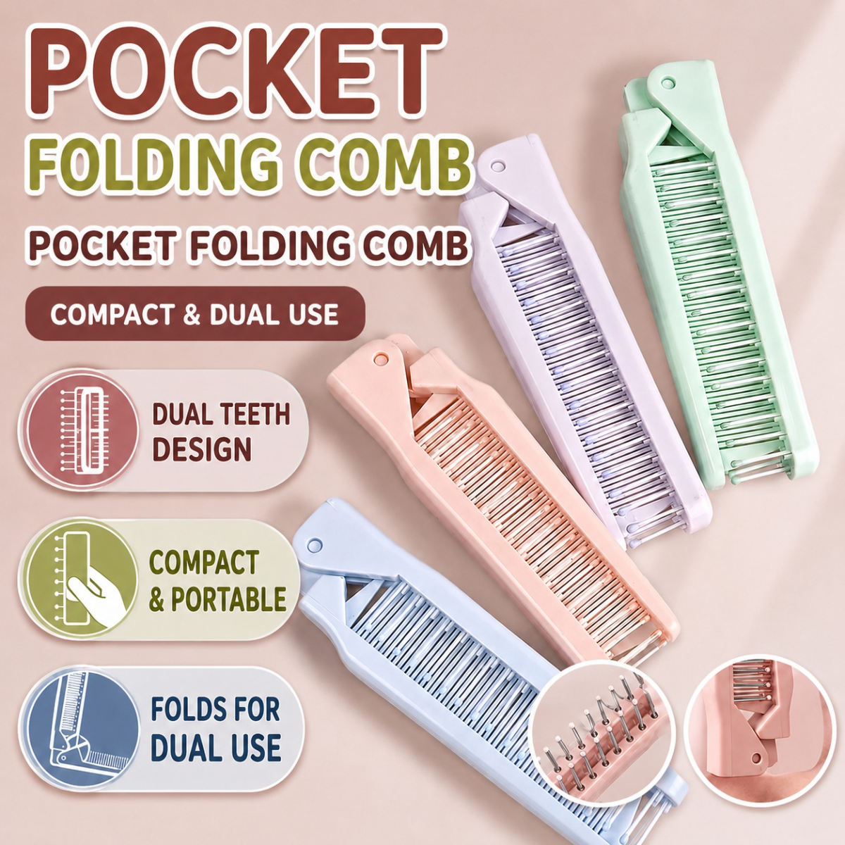 Foldable Two-in-One Hair Comb