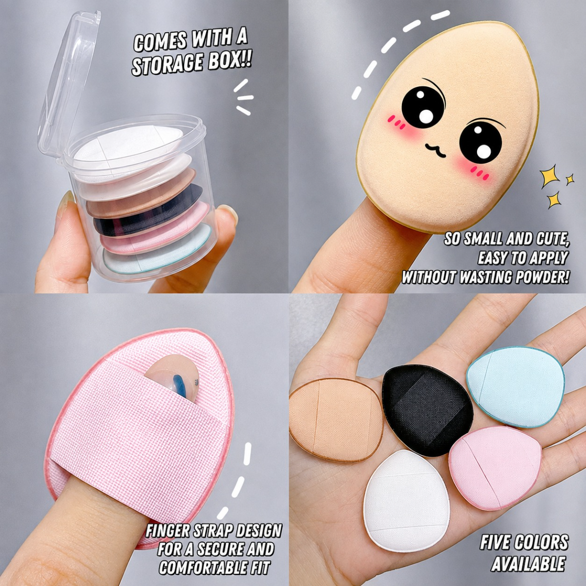6pcs Multi Color Mini Finger Puff with Box